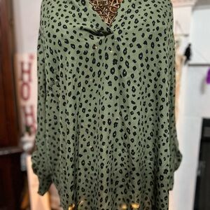 Lush Olive Leopard Print Blouse